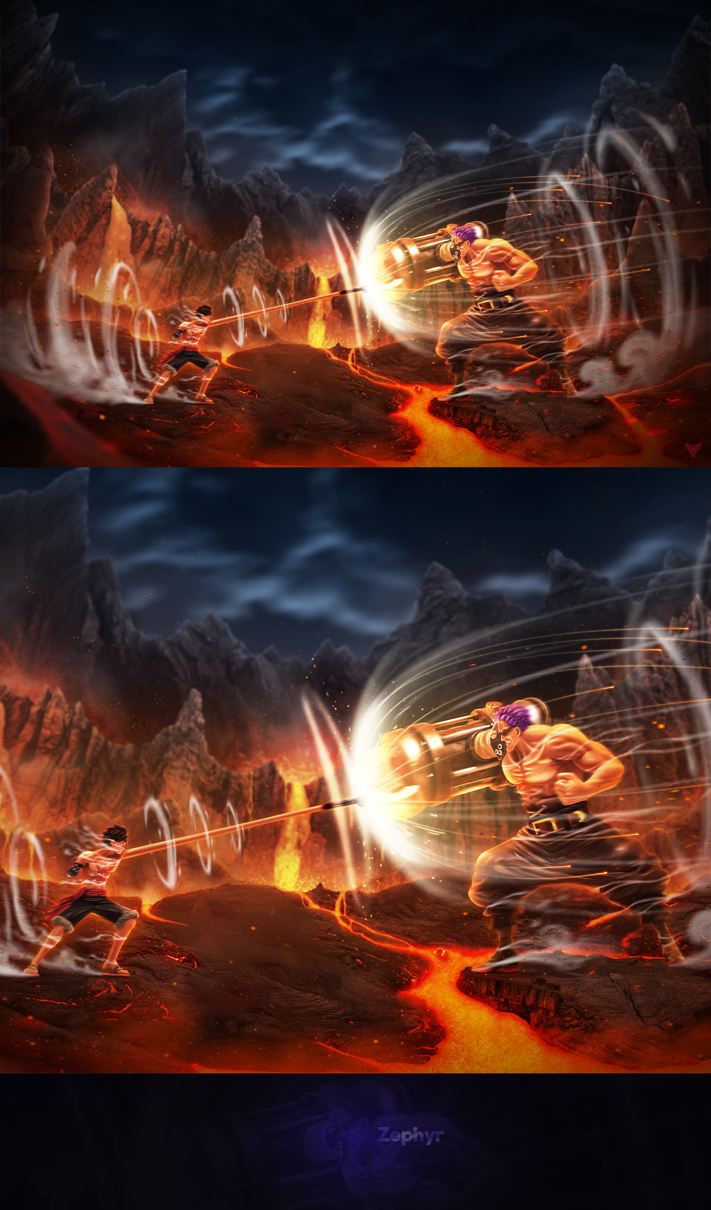 Artstation One Piece Captains Luffy Vs Zephyr Rui Goncalves