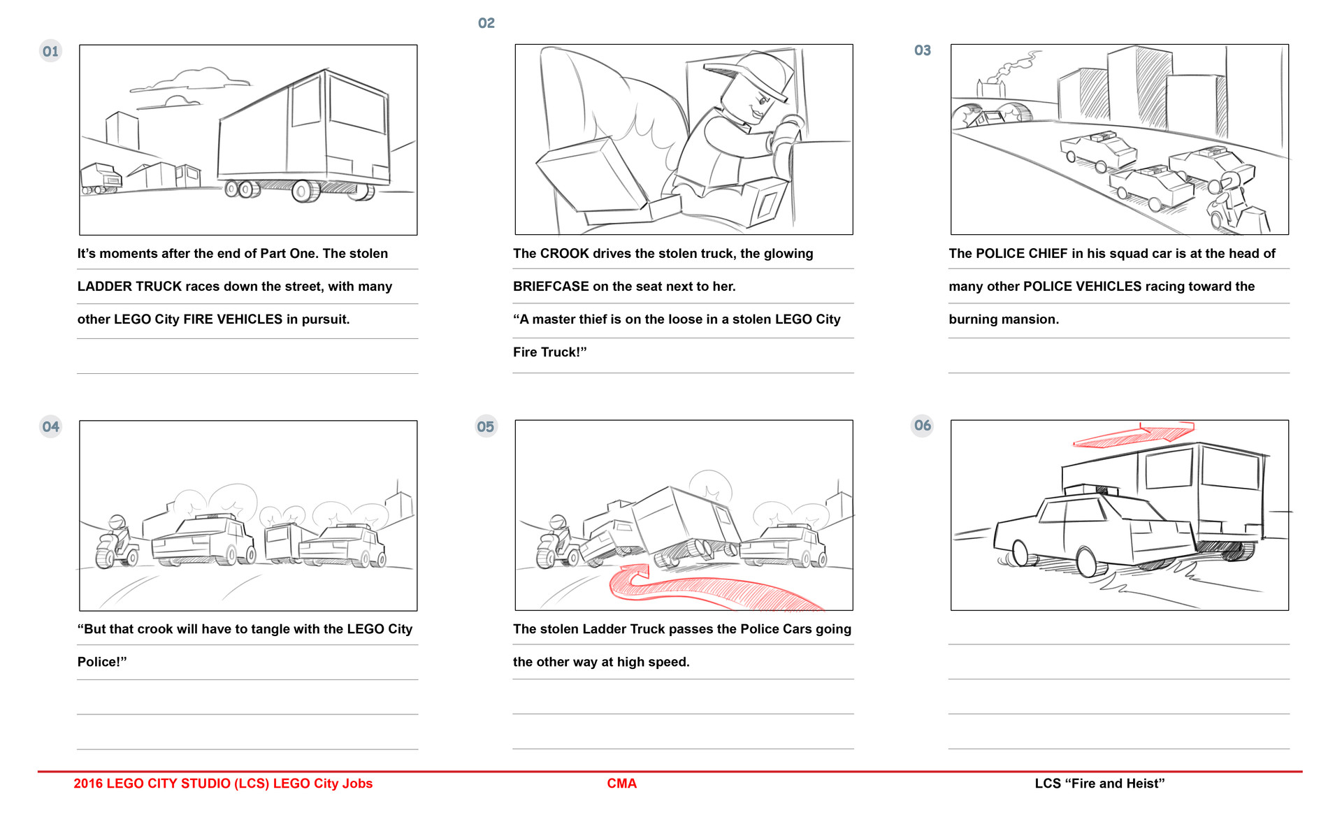 Chris Barrett Lego City Studios Fire And Heist Storyboard