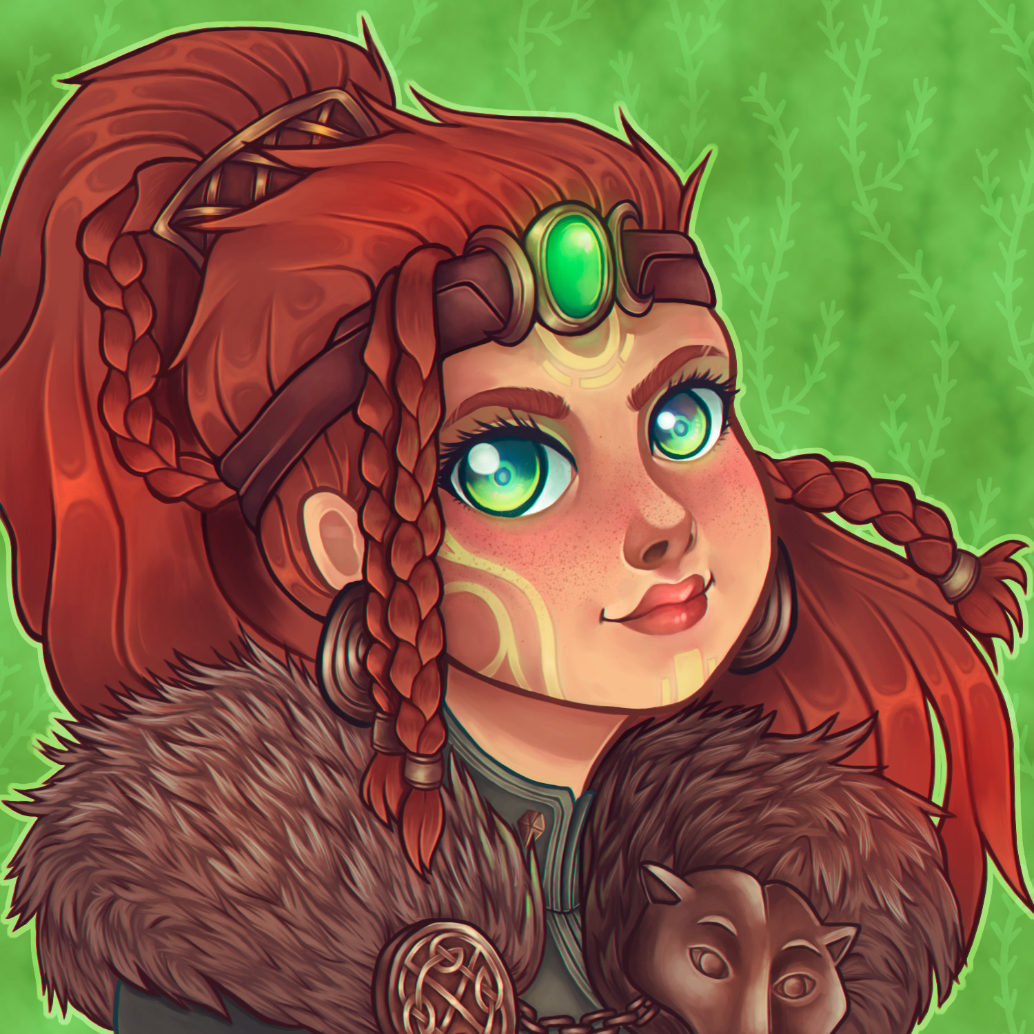 Fanart of Artio (in cutesy avatar style) from SMITE game. 