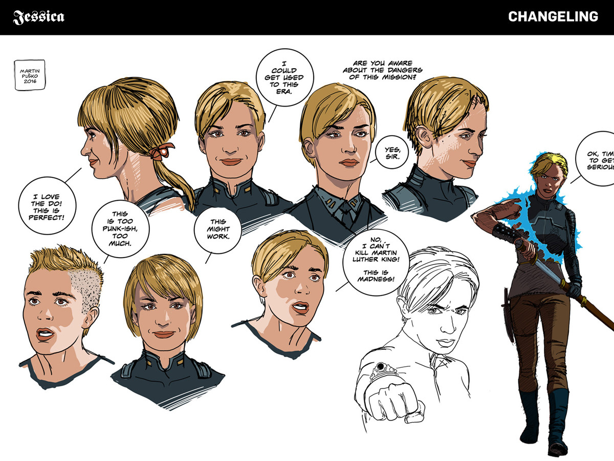 Jessica Tanner, special forces agent, expressions study.