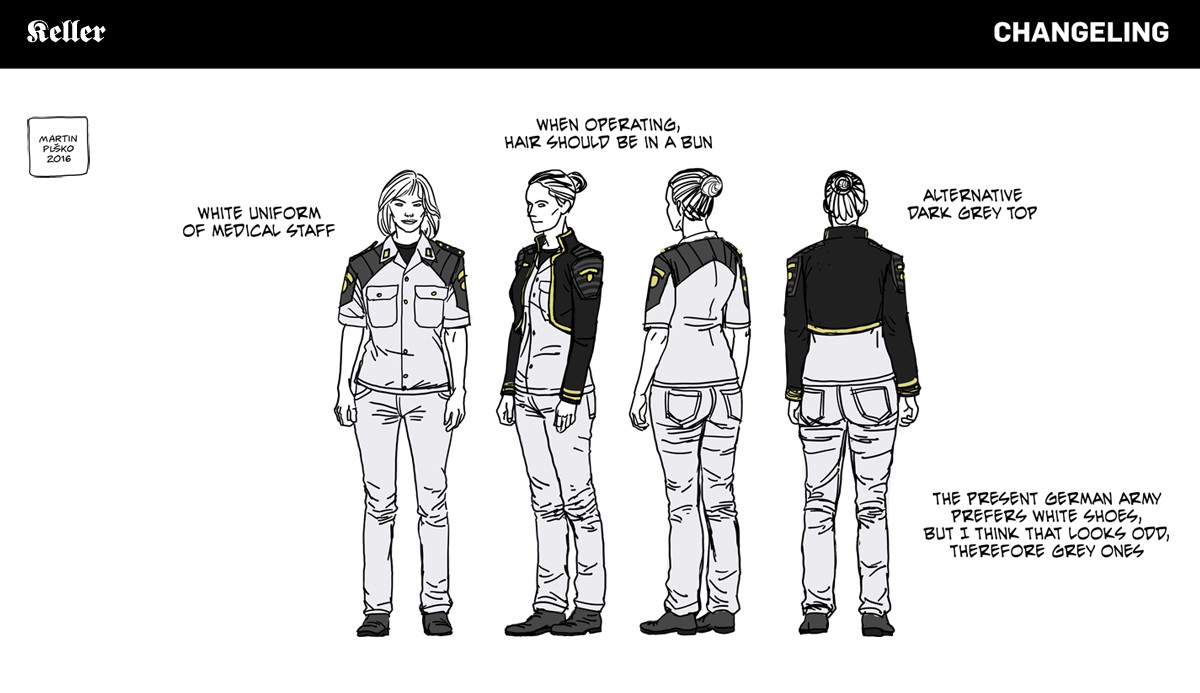 Captain Rosa Keller, Hauptmann, uniform concepts.