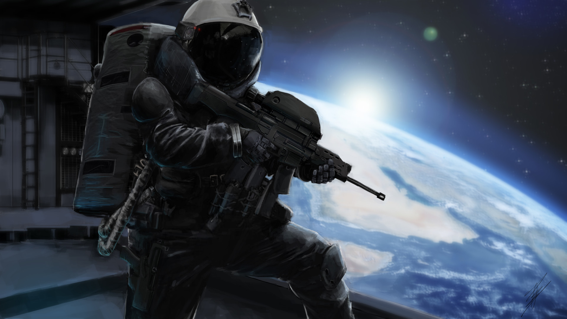 Image result for soldier in space