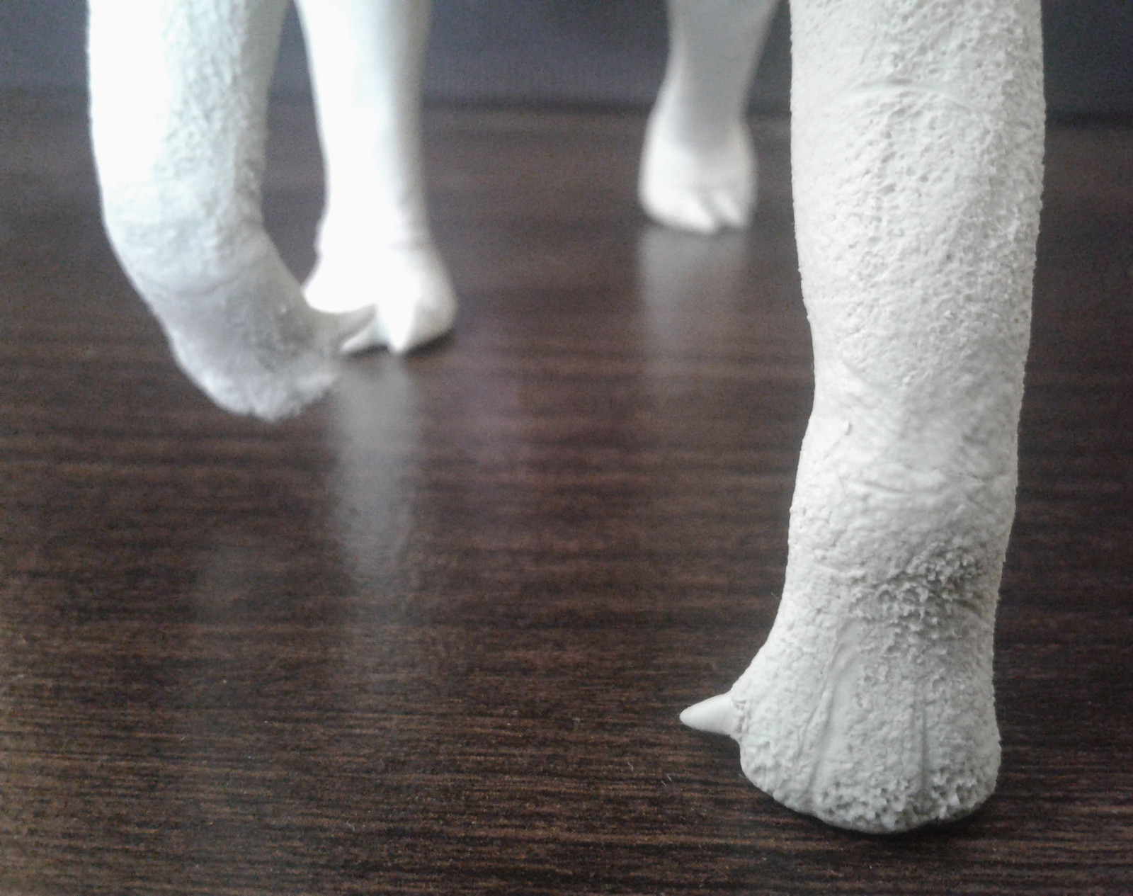 Detail of feet during modeling phase.