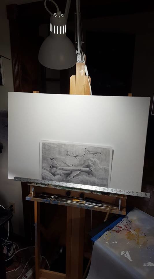 The value study compared to my prepped board for painting for
size comparison. The board is Masonite prepped with multiple layers
of gesso and sanded between layers for ultra smoothness.