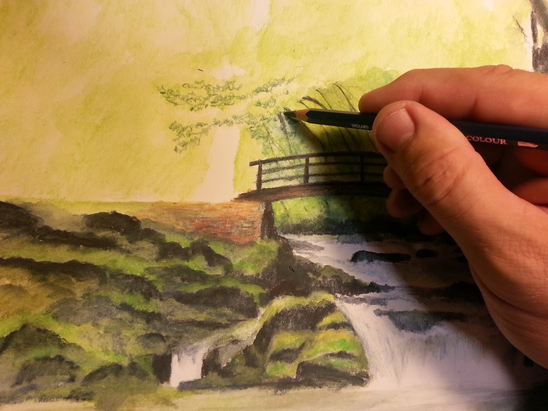Scrumbling in the leafy layers on the background trees.