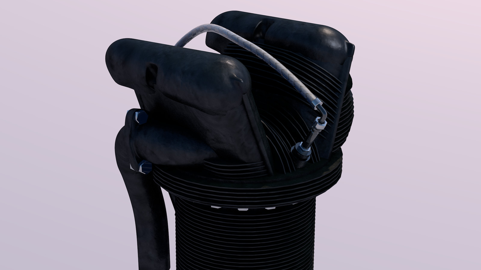 another angle of a single engine cylinder. I'll create instances of this that will be positioned in a rotary method around the propeller.