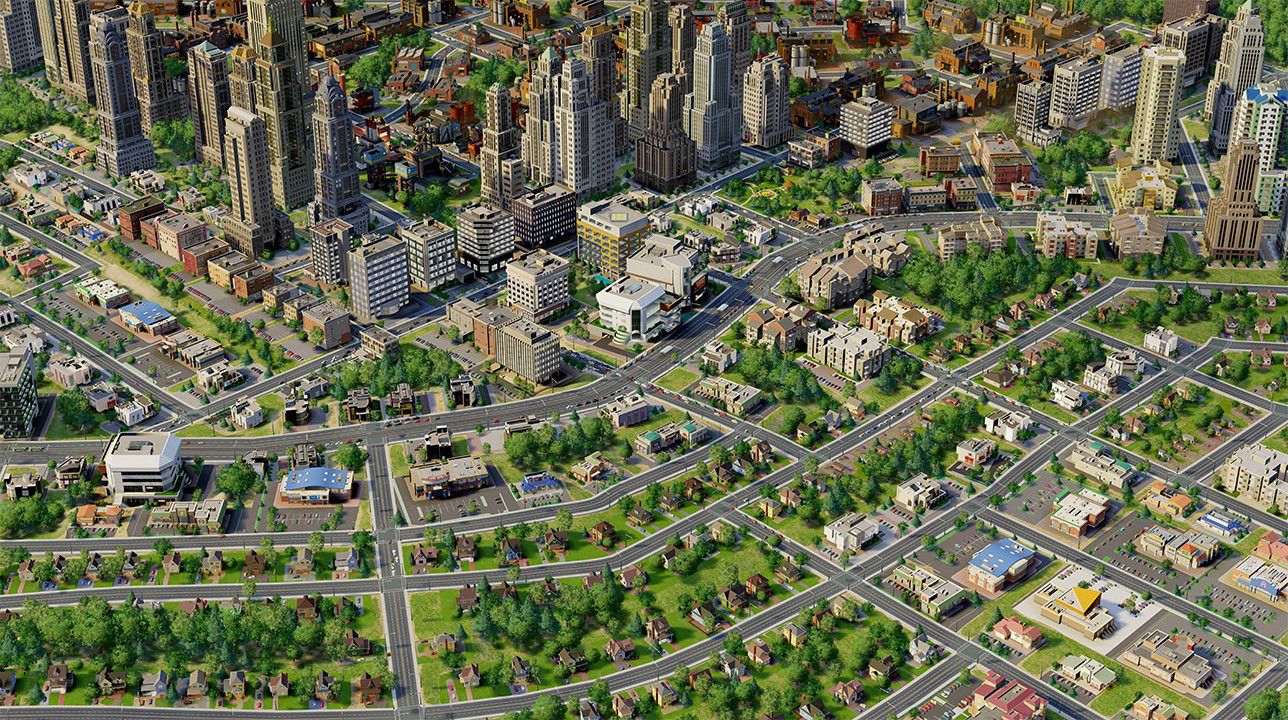 In- game screenshot of mid- wealth city