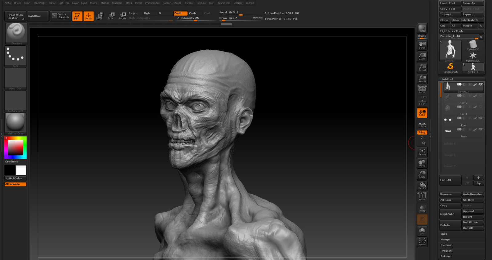 Close up in Zbrush.
