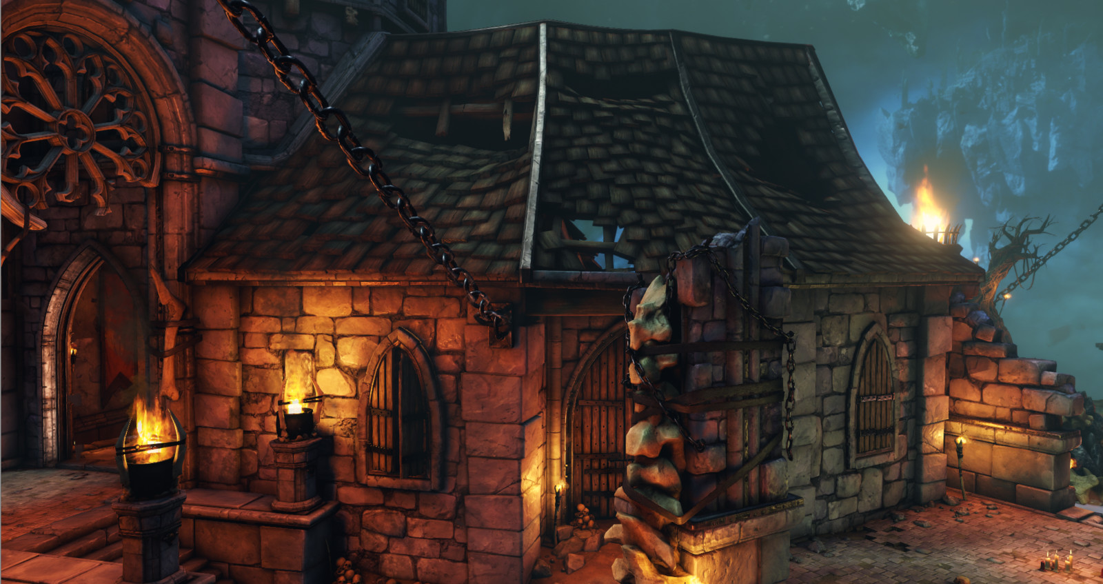 Temple with broken roof