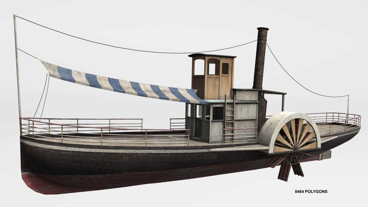 In- game river steamer model created for the jungle level