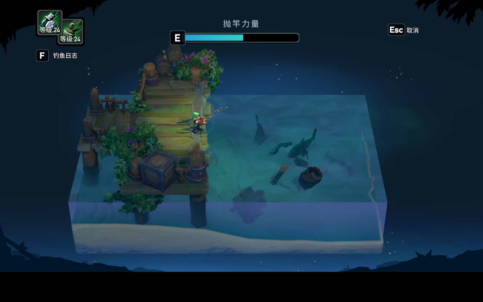 This is how it ended up in-game, Kudos for everyone making this happen. Special shoutout to Andy Hansen for figuring out how to make the water and world-building all of our fishing mini-scenes, Andres Ortiz and Billy Garretsen for presentation and UI.
