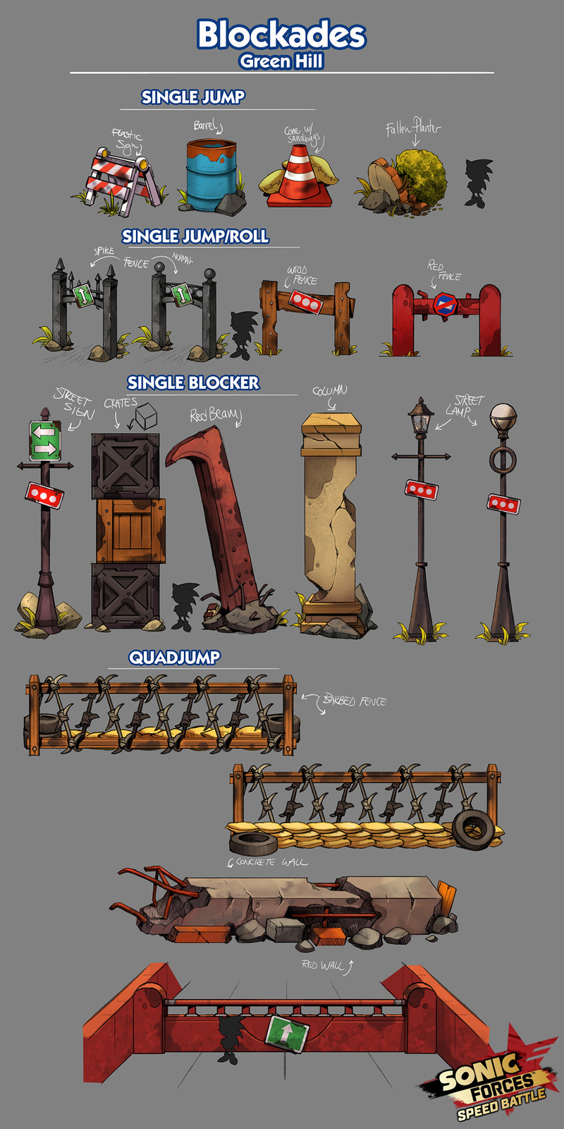 Ruined City Blockade Concepts for Sonic Forces: Speed Battle, Copyright SEGA 2017