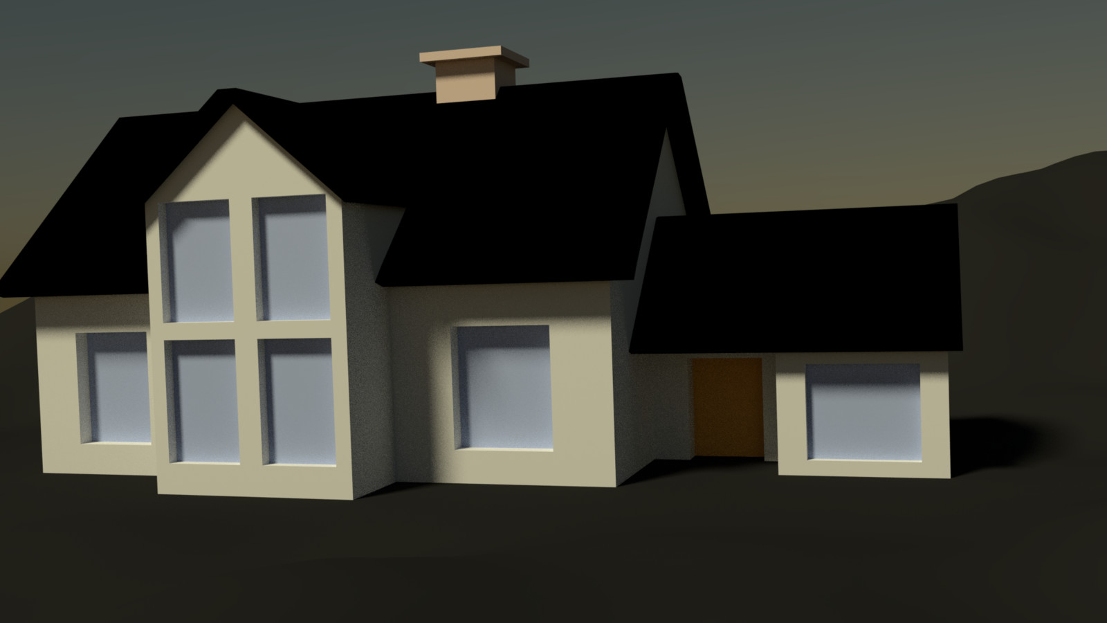 Modelled house without texture or material