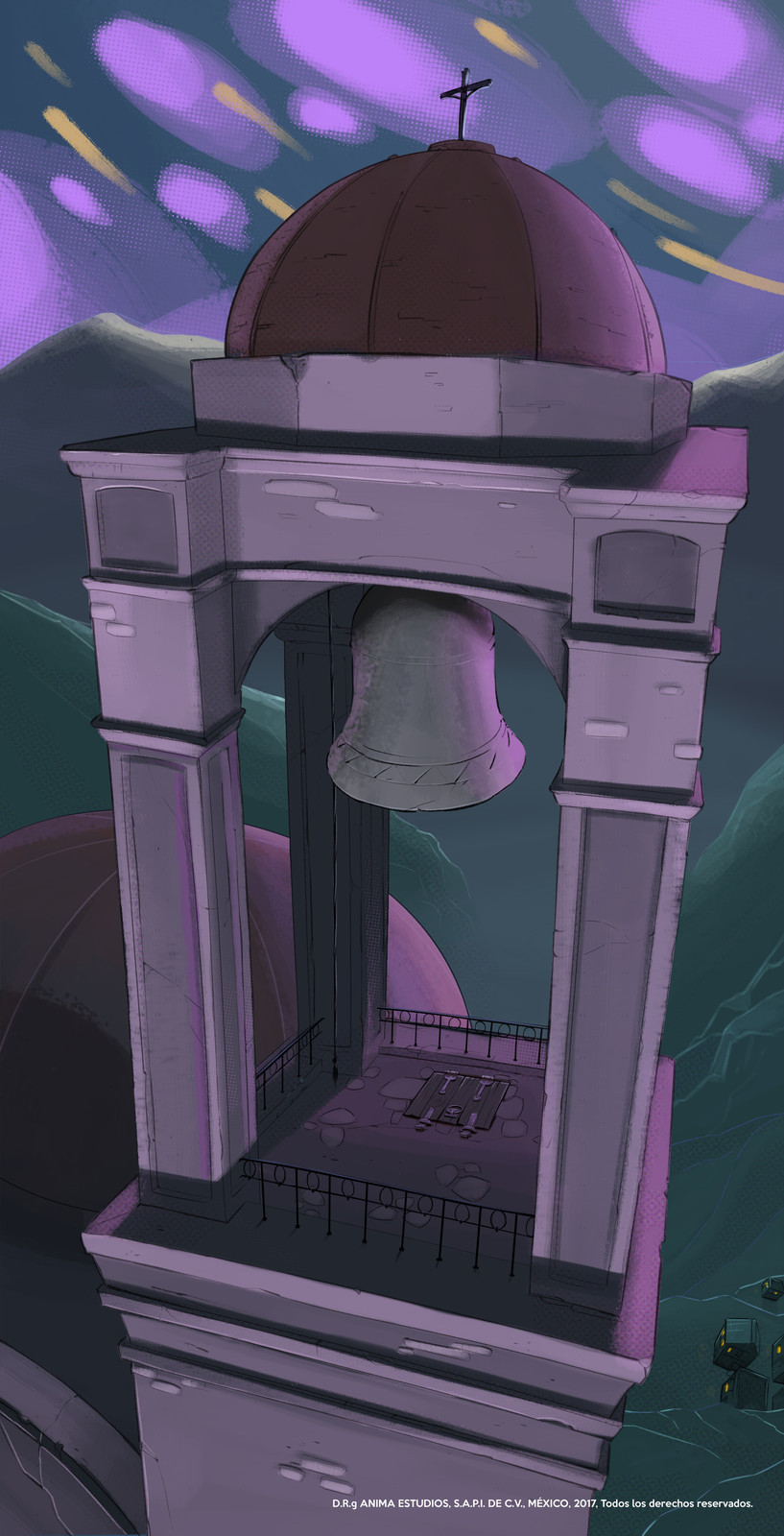 The monastery belltower (Quetzalcoatl Realm).