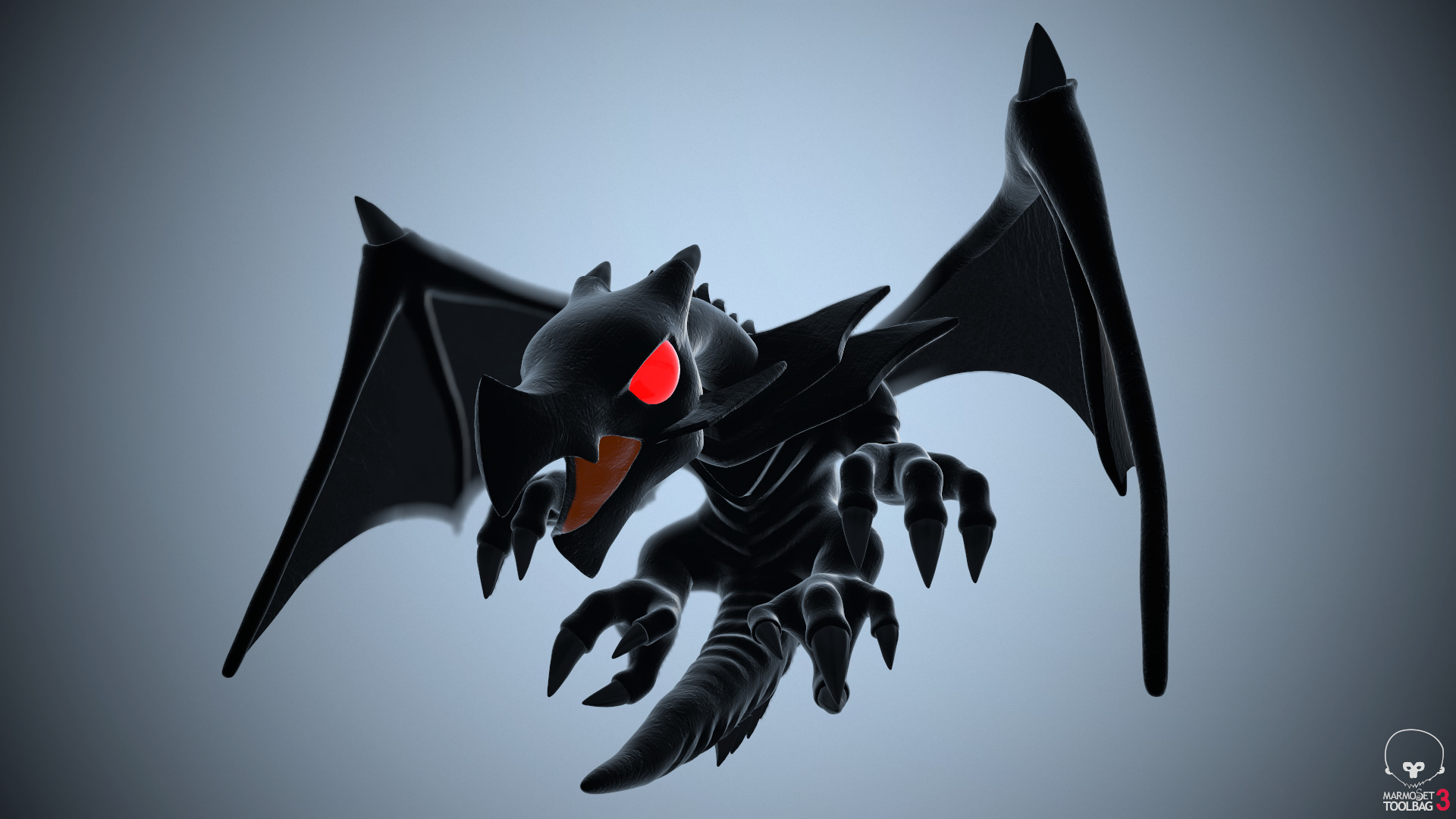 Artstation Baby Red Eyes Black Dragon Rendered In Marmoset
