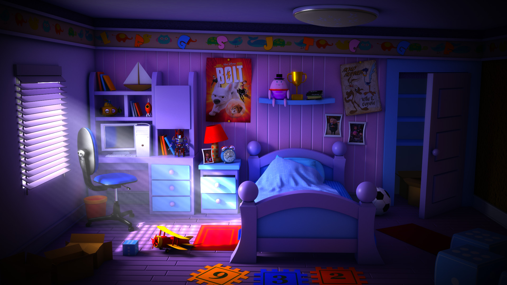 Monster In The Kids Room. 3d Illustration And Photo Elements Concept Stock  Photo, Picture and Royalty Free Image. Image 87750400.