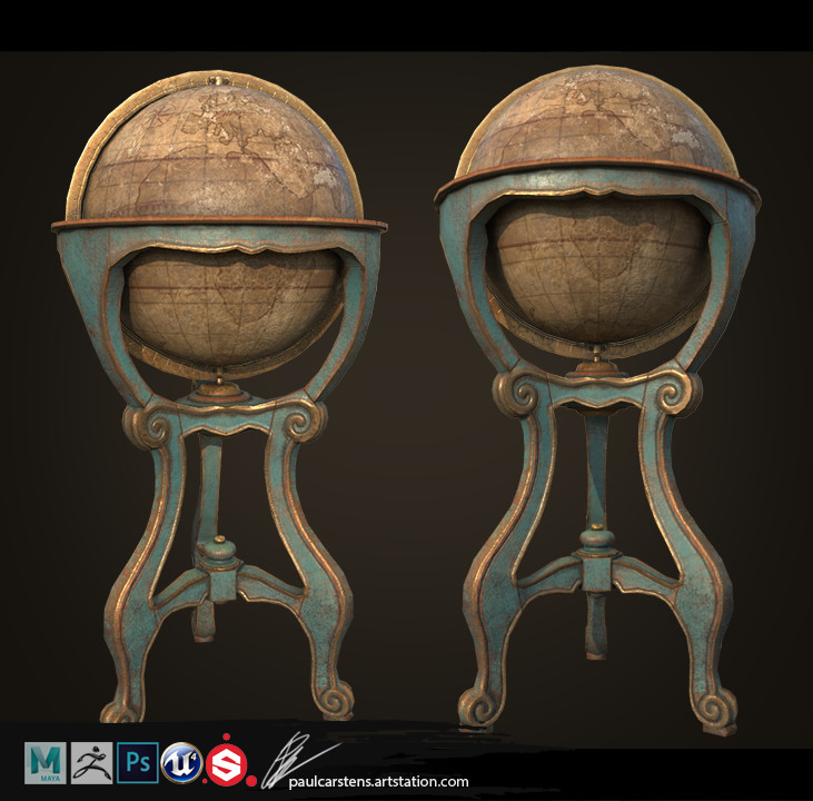 Globe based on an Italian design, 3420 tris.
