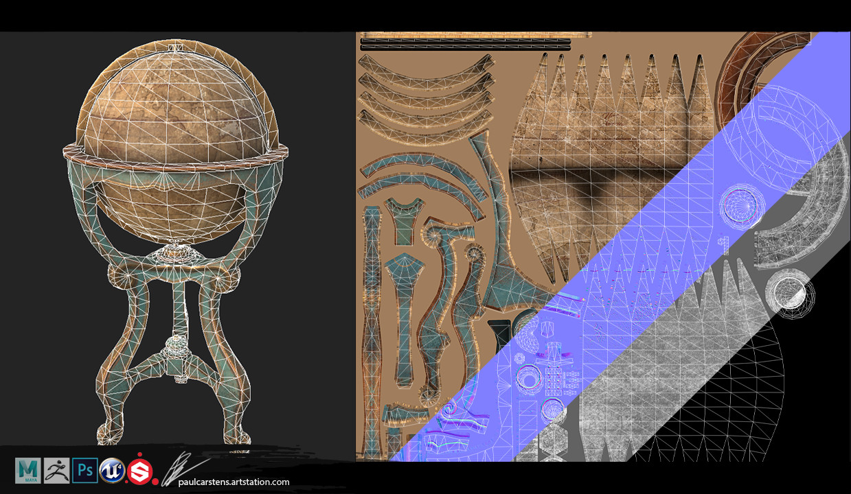 Globe based on an Italian design, 3420 tris.
