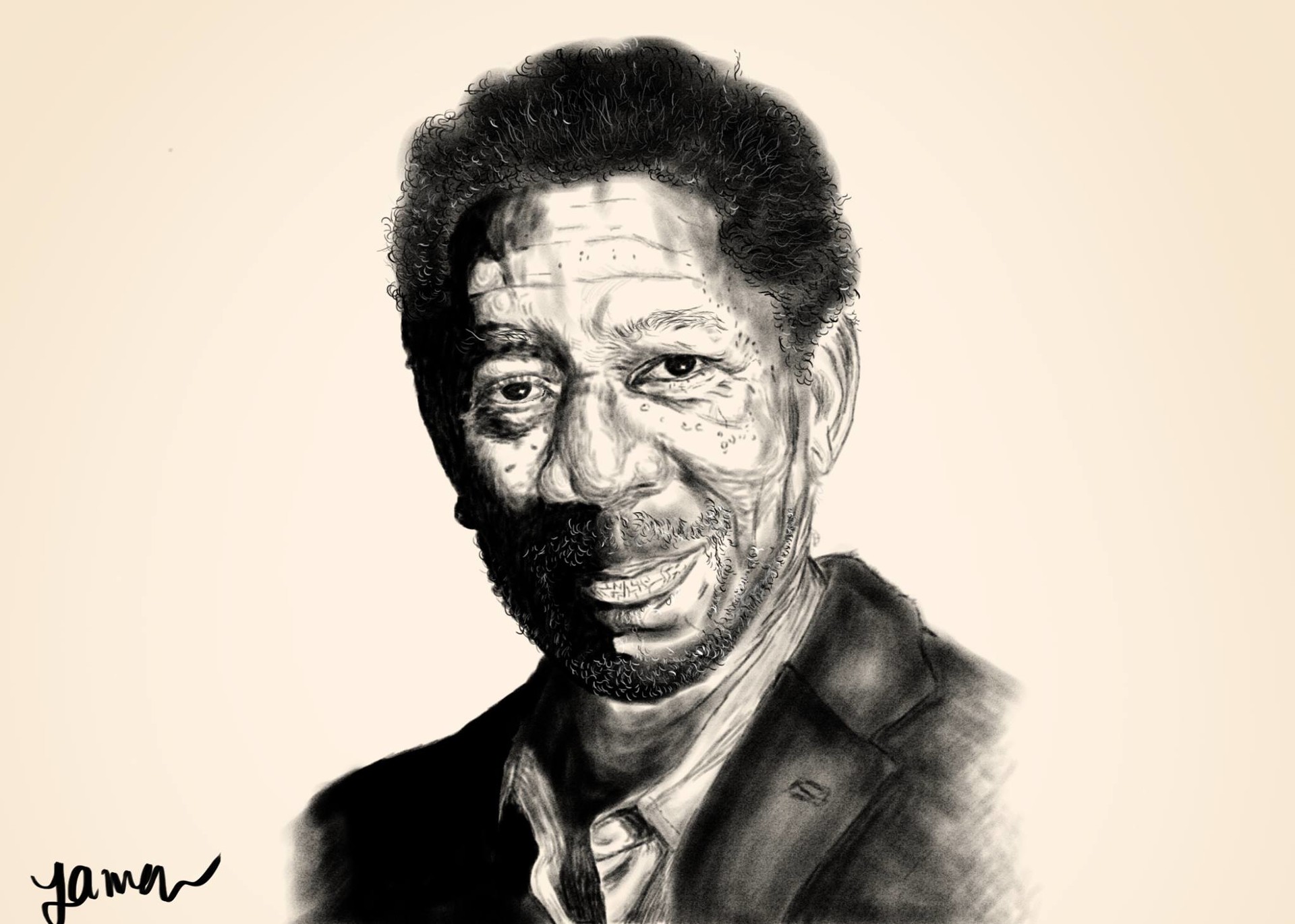 Artstation Morgan Freeman Sketch Yamen Taha