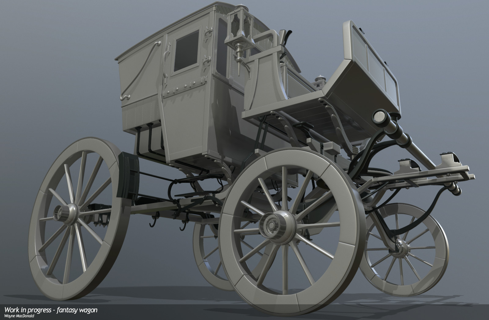 Wagon WIP - had fun getting a somewhat believable looking working undercarriage.