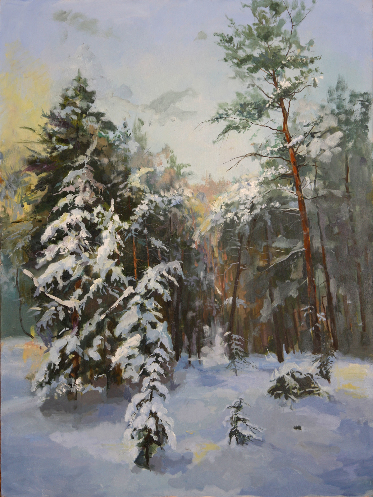 Ели зимой живопись