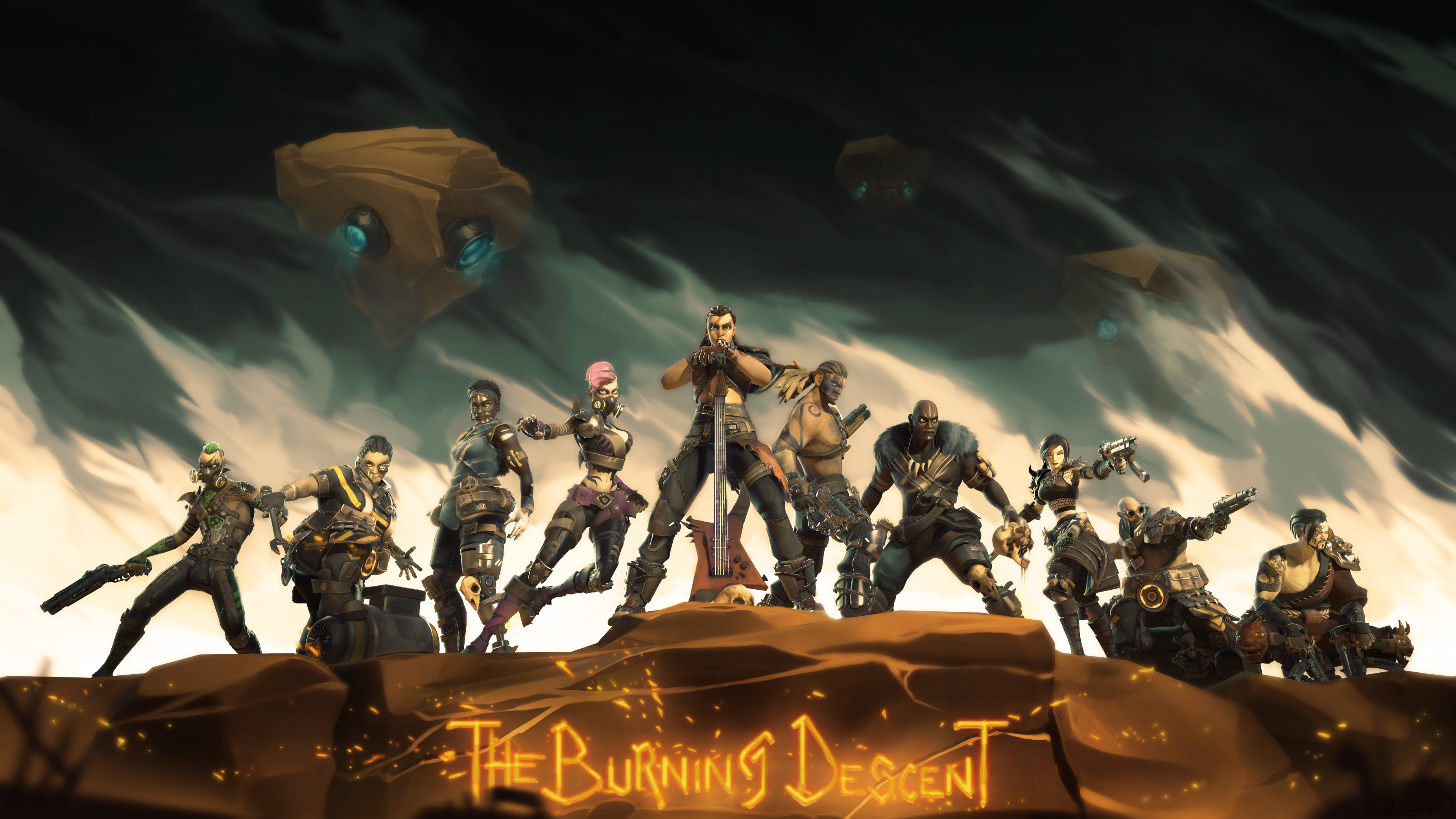 The Burning Descent  - Character's LineUp. Posing made with Akeytsu, whole image polished with Photoshop