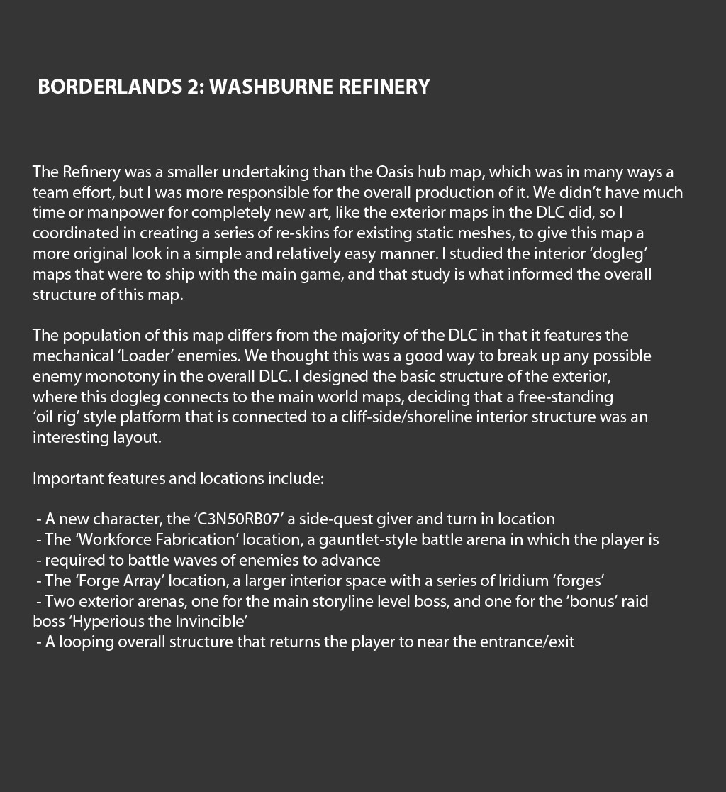 ANDREW BAKER Borderlands 2 Level Design Washburne Refinery