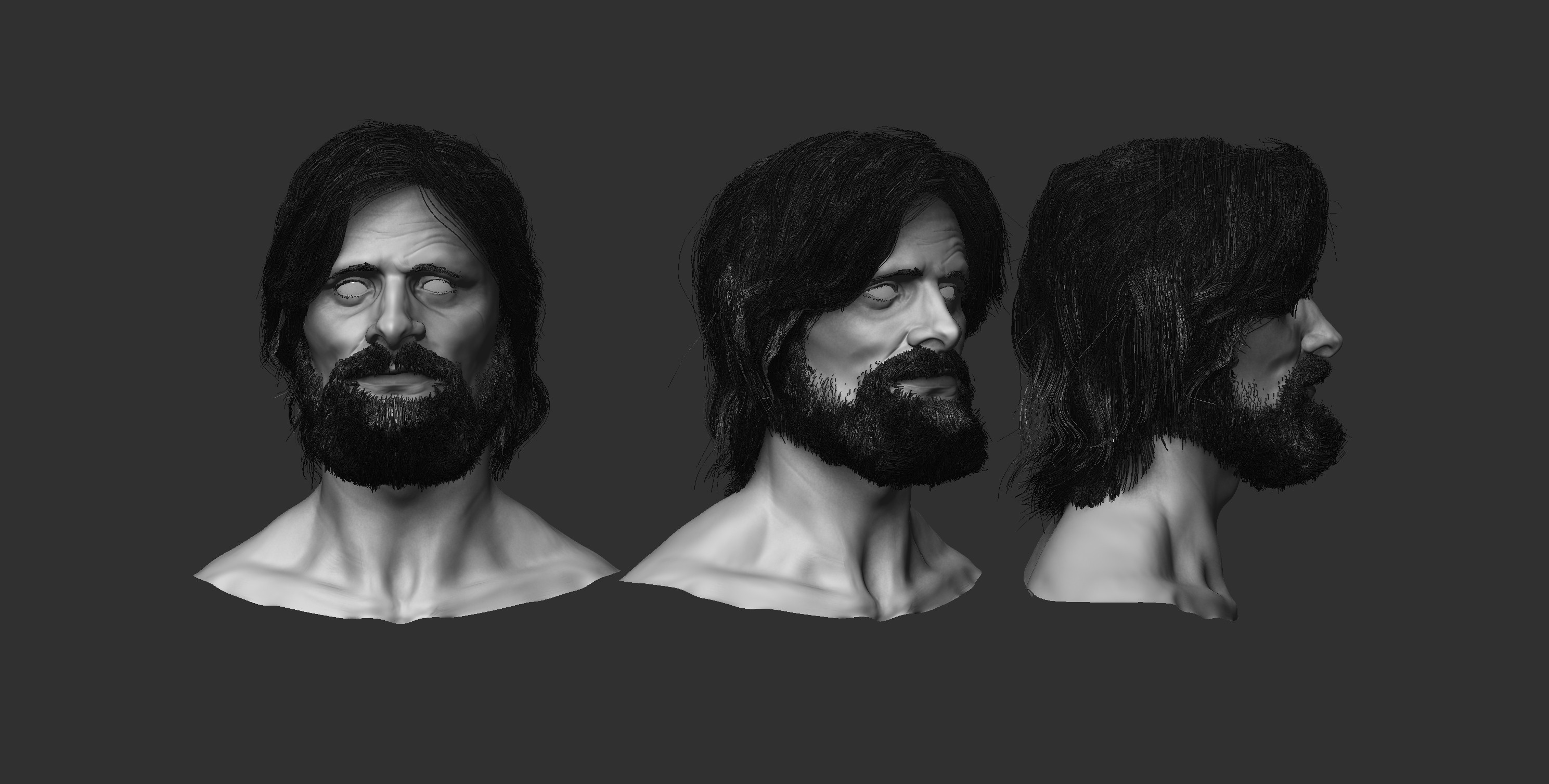 Hair  and beard with Fiber Mesh