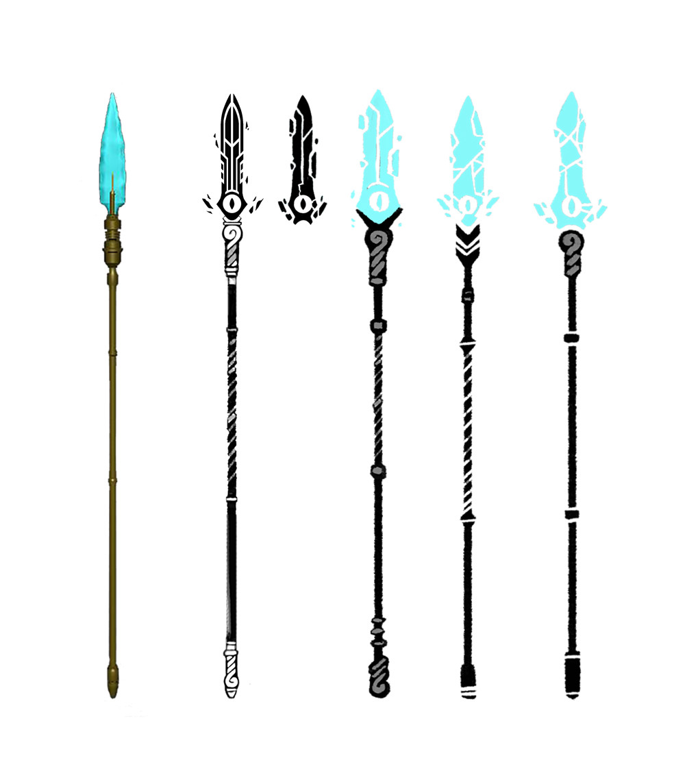 Early spear development. we went back and forth on how 'shattered' the spear would be.