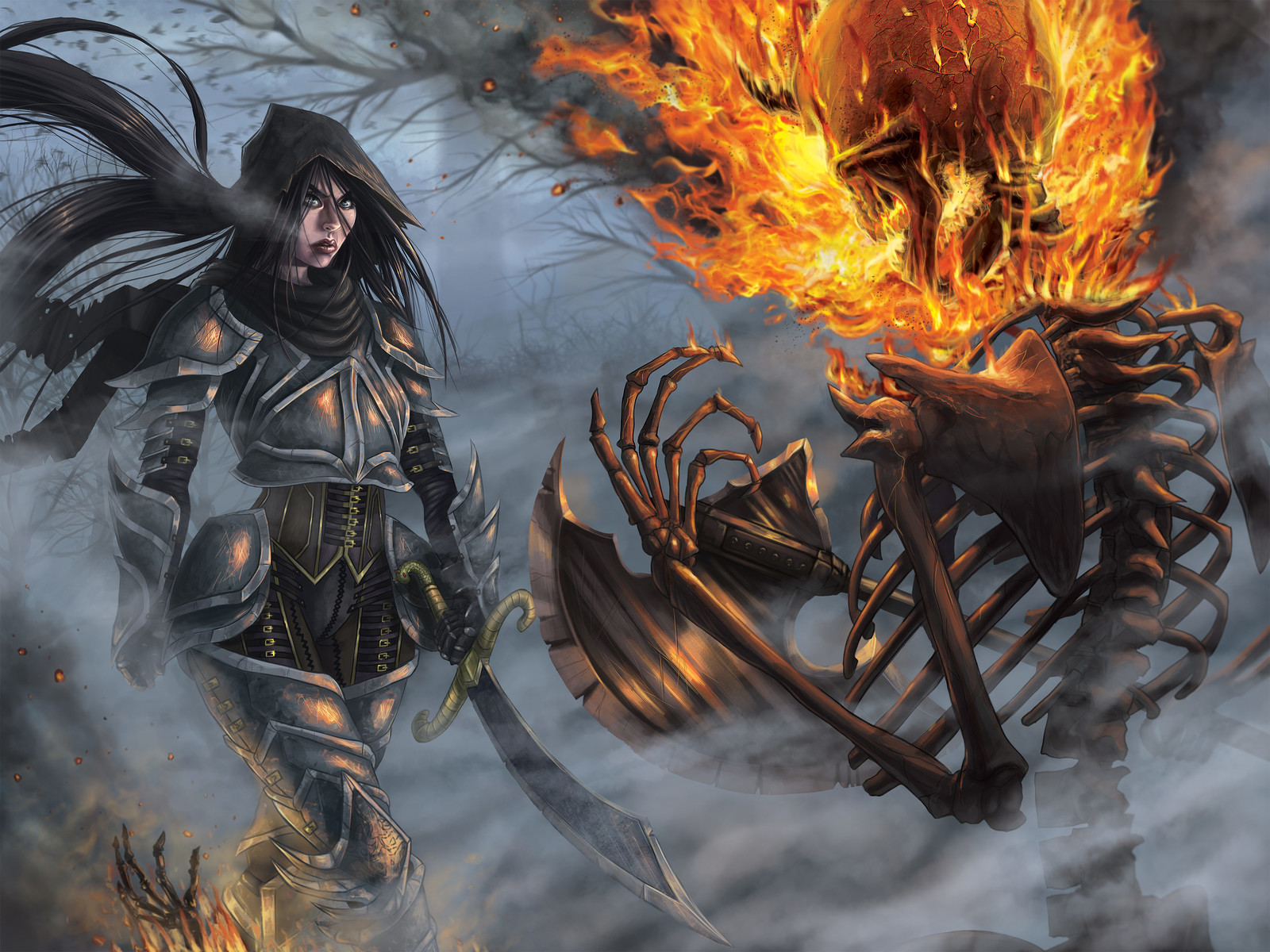 Fiery Skeleton In the Mist 