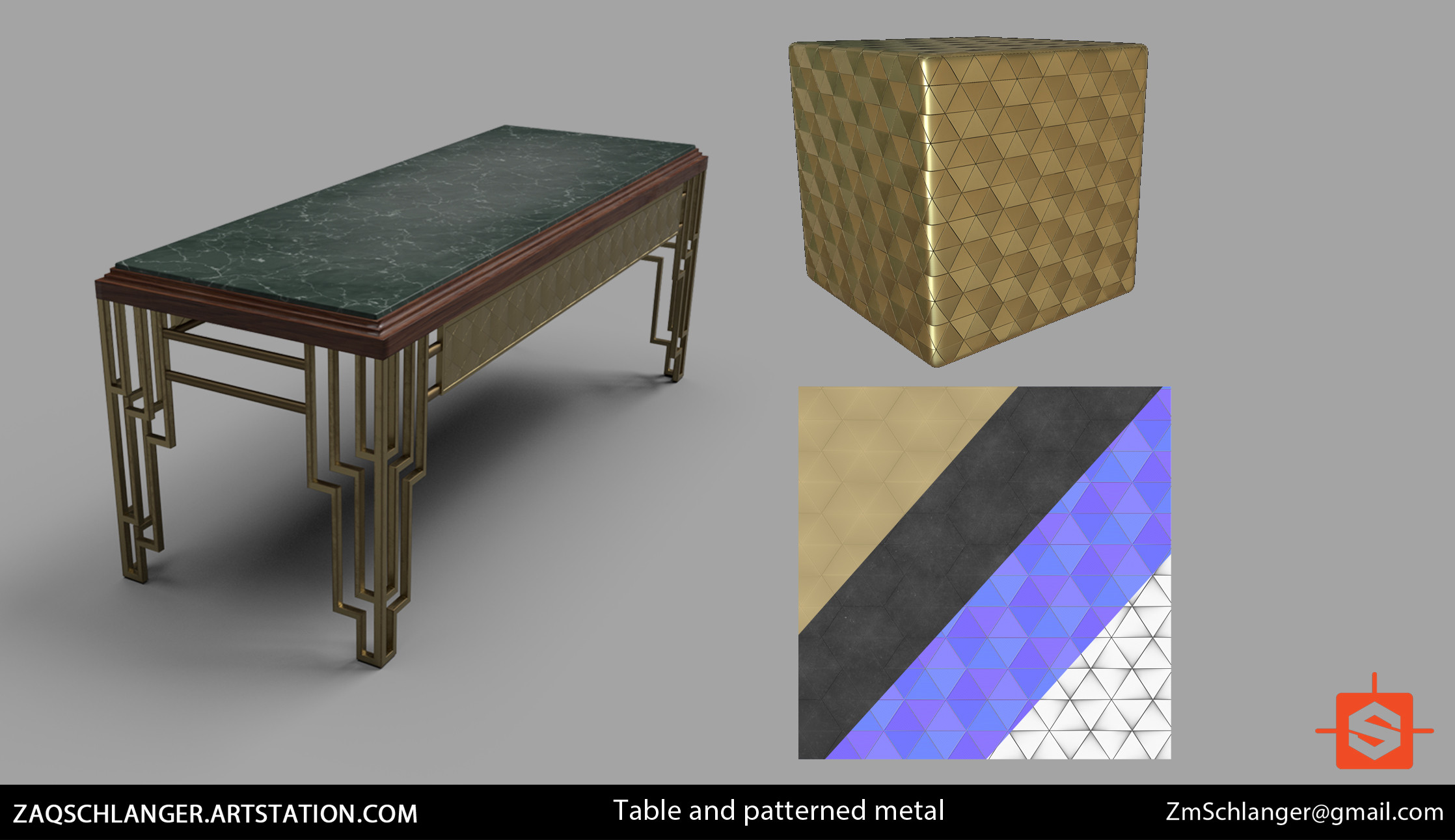 Fully procedural metallic pattern material made in Substance Designer 