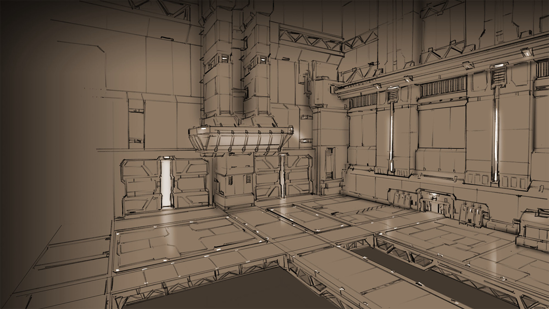 Galan Pang Concept Art Sci Fi Staging Area Inside A