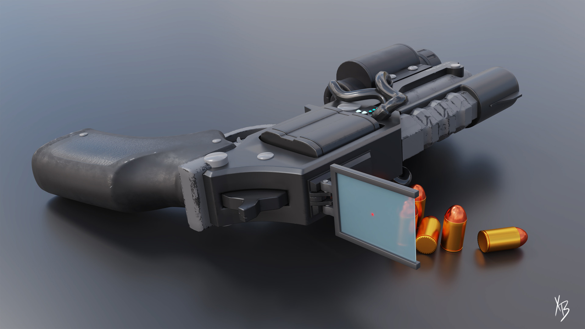 Artstation Scifi Pistol 01 Xavier Barrett