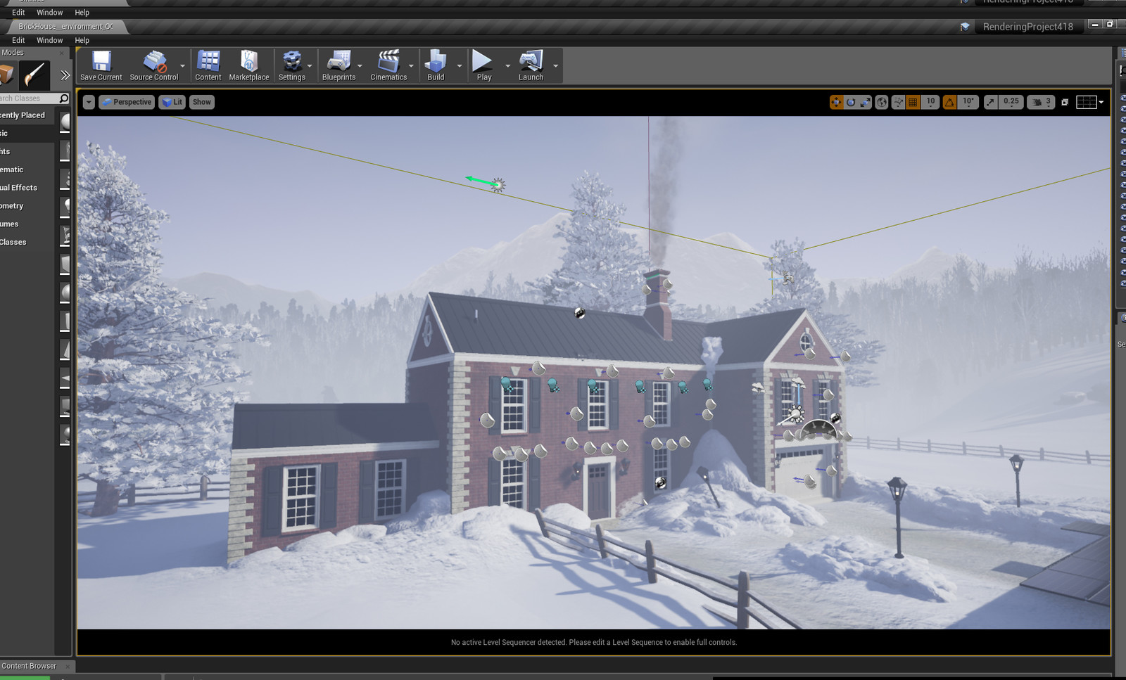 UE4 Screenshot of the scene setup