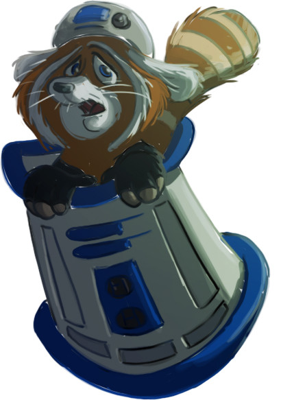 Red Panda in a R2 garbage can