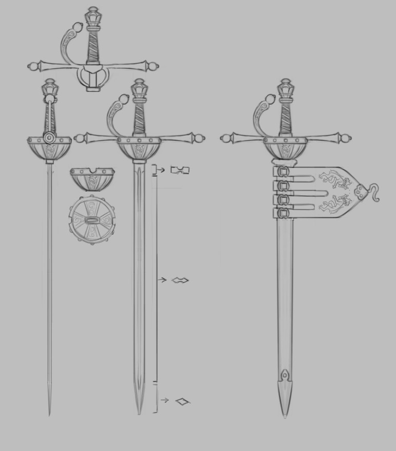 Spanish cup-hilt rapier. All of the swords in the game will have exaggerated proportions.