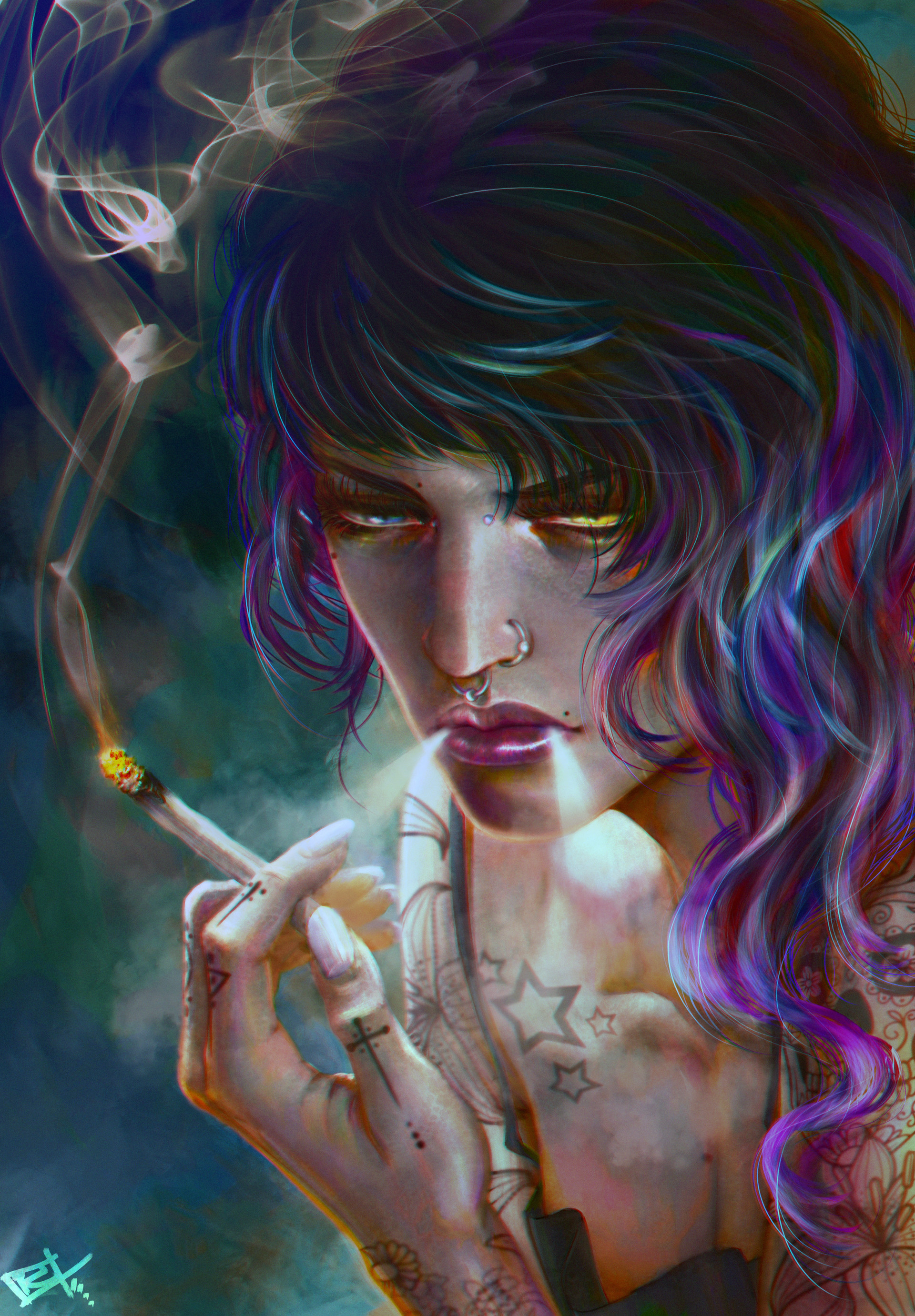 Artstation Smoke Girl Painting Study Alejandro Koi Ipinza