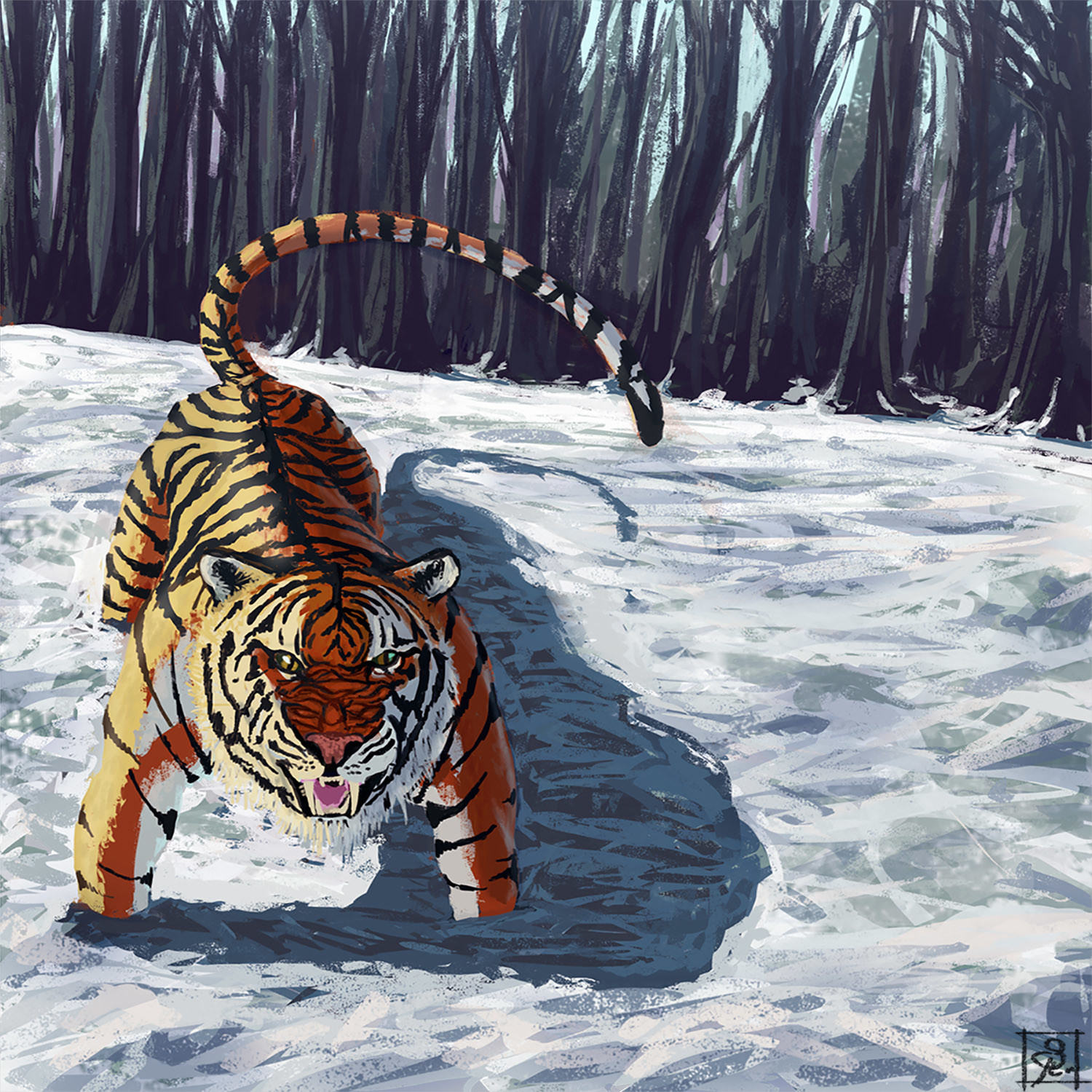 Artstation Angry Tiger In Heavy Snow Godserg Art