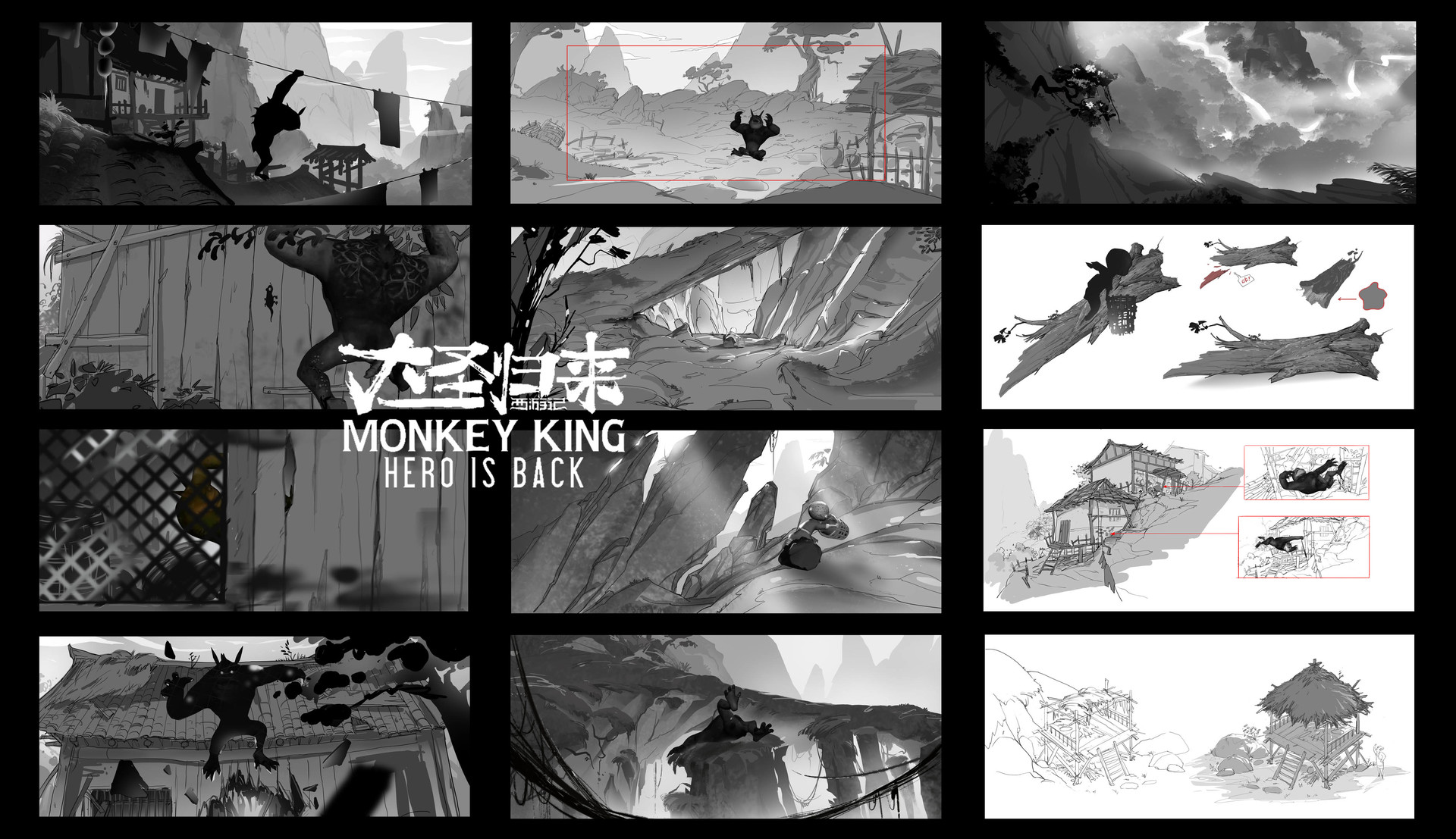 Youdong Zhang In 2015 Monkey King 3d Movie Black And White