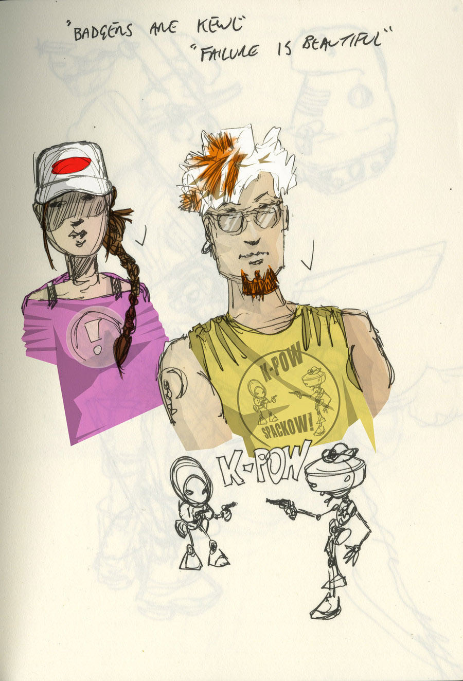 Two of the original sketches of the characters...
