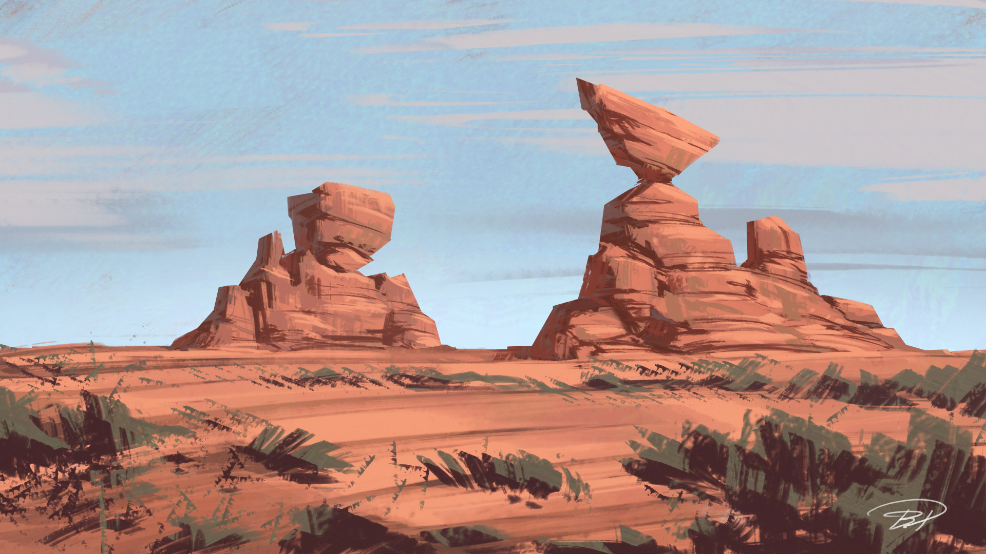 Artstation Desert Rock Sketches Brandon Pirruccello