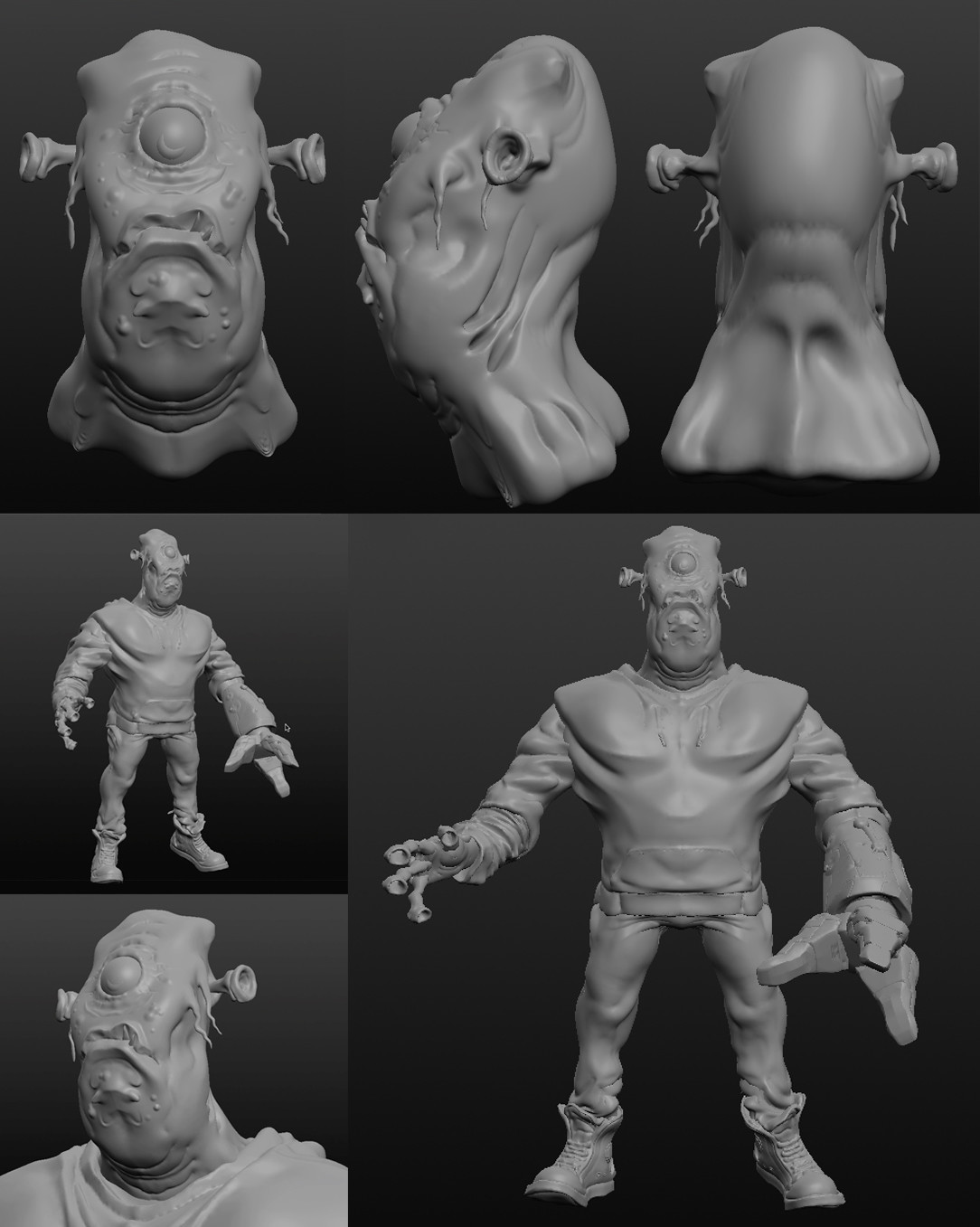 Alien Dock Worker - Digital 3D, Sculptris.