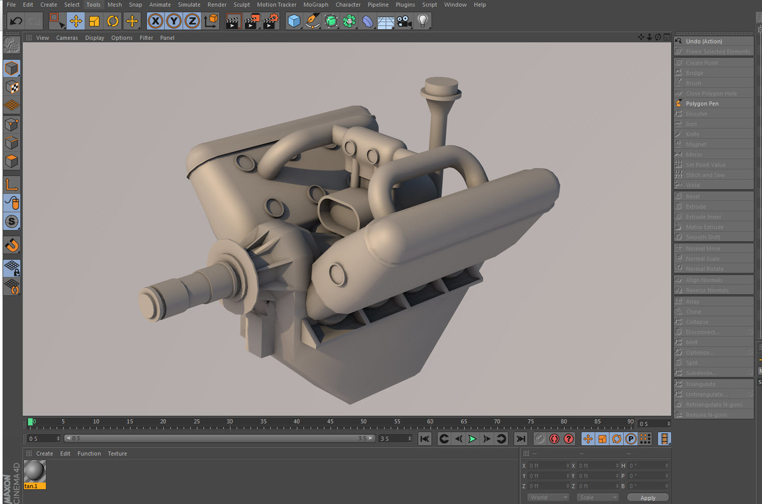 9: Creating a VERY basic Hispano-Suiza 8 engine. Most of the engine is going to be unseen, except for a few parts, so I'm only making a very rough, simple engine.