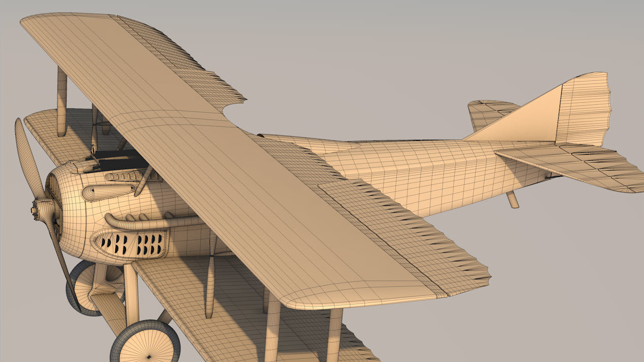 30: SPAD XIII overview render with wire frame -  work in progress
