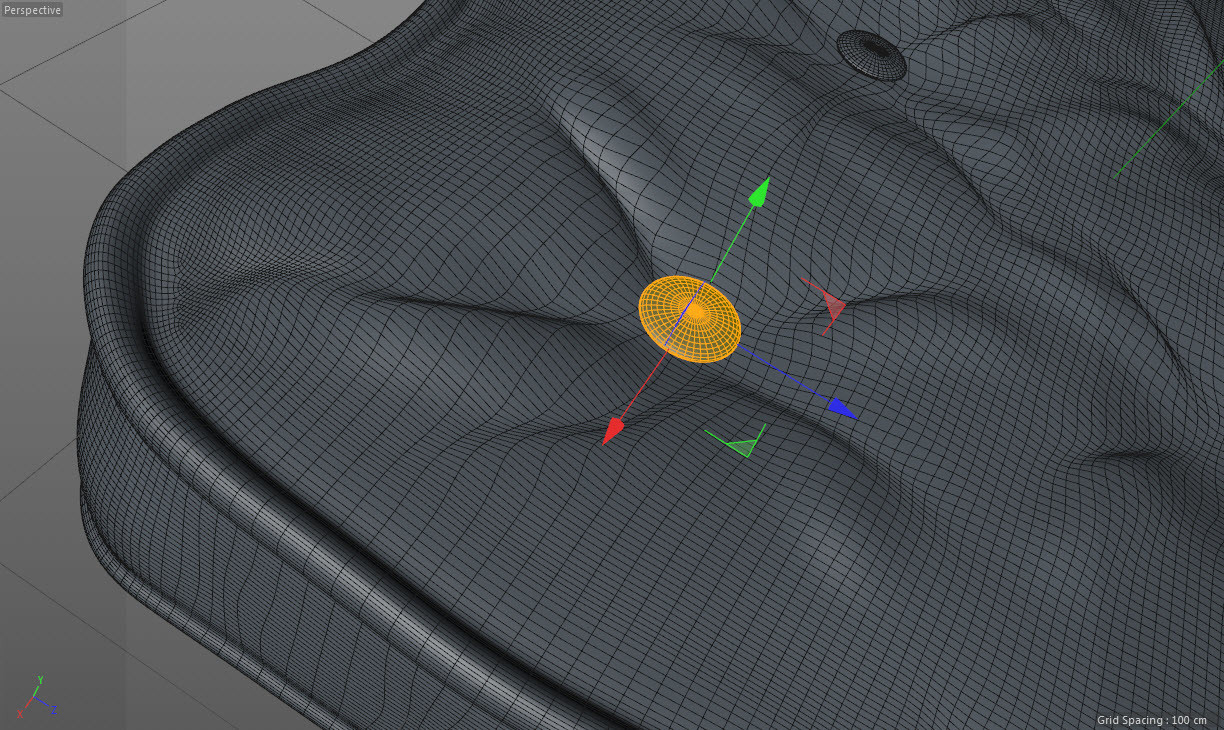 66: I've used the sculpting feature in Cinema 4D to sculpt the leather seat pad, adding the buttons on top.