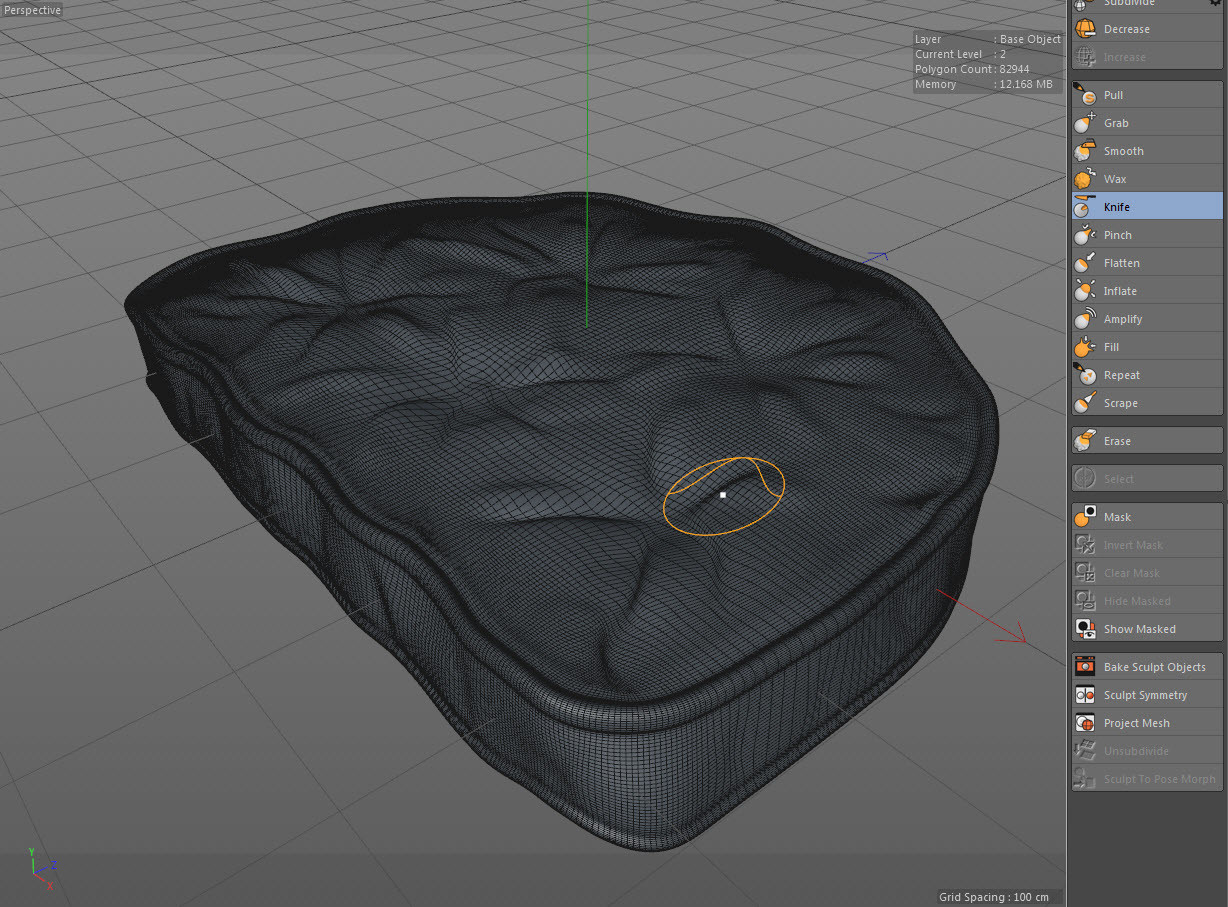 65: refining the "wrinkles" in the leather cushion