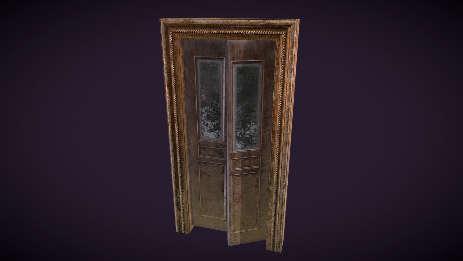 Weathered Low Poly Door and Frame