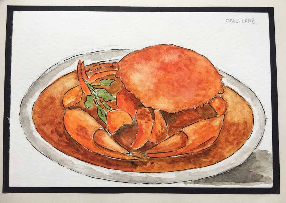Bevelyn Wee Chilli Crab Watercolour Painting The complete crab drawing tutorial in one image. bevelyn wee chilli crab watercolour