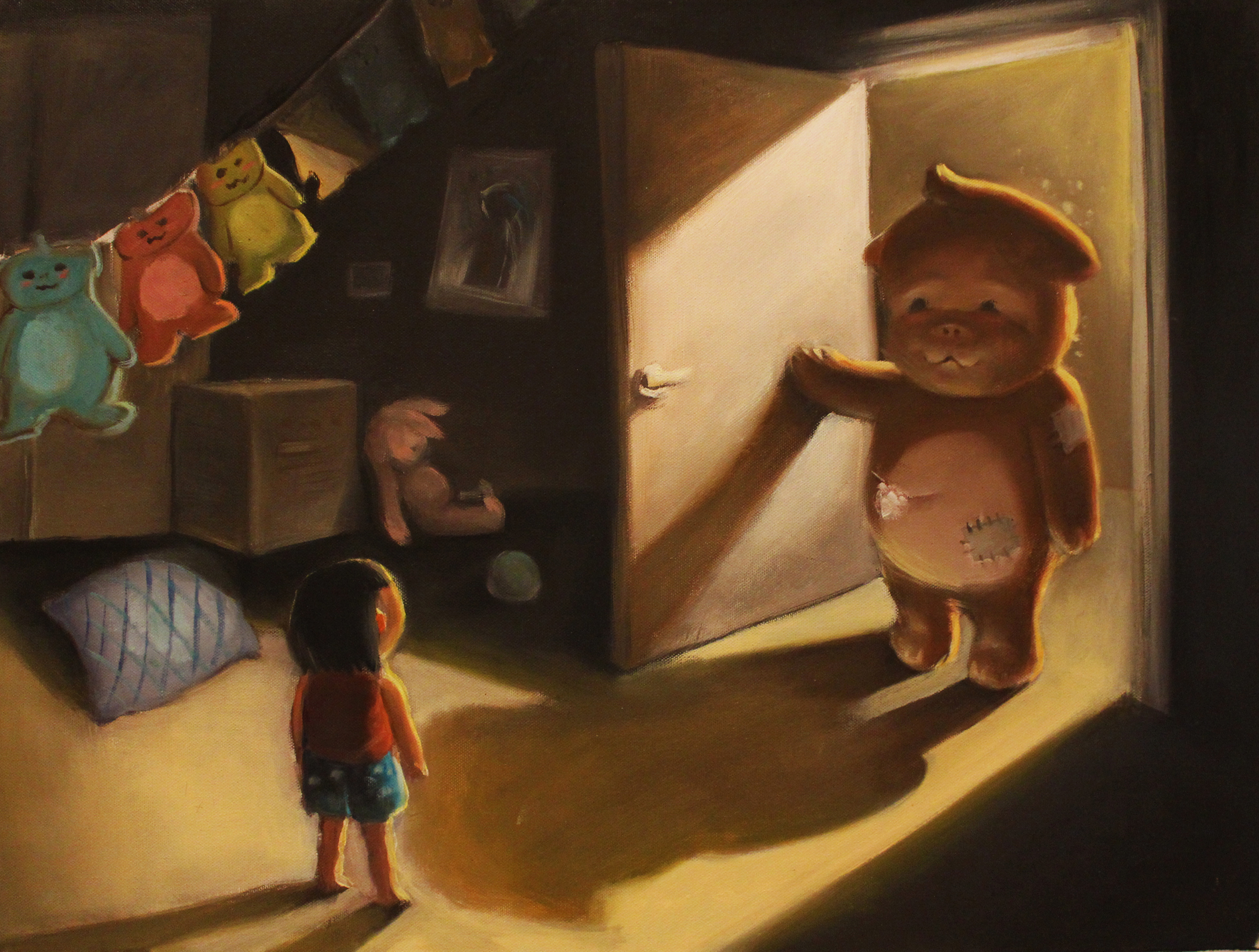 The Return
This is a lovely story of a little girl meets her lost tedday bear after many years. Oil on canvas 18x24
