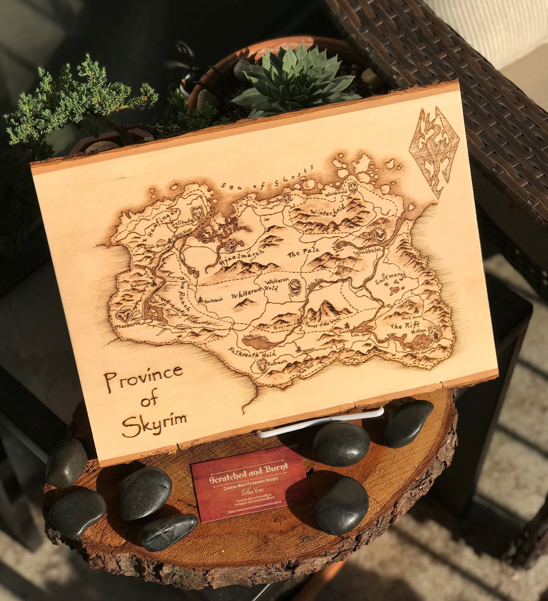 ArtStation - Map of Skyrim. Pyrography on Wood